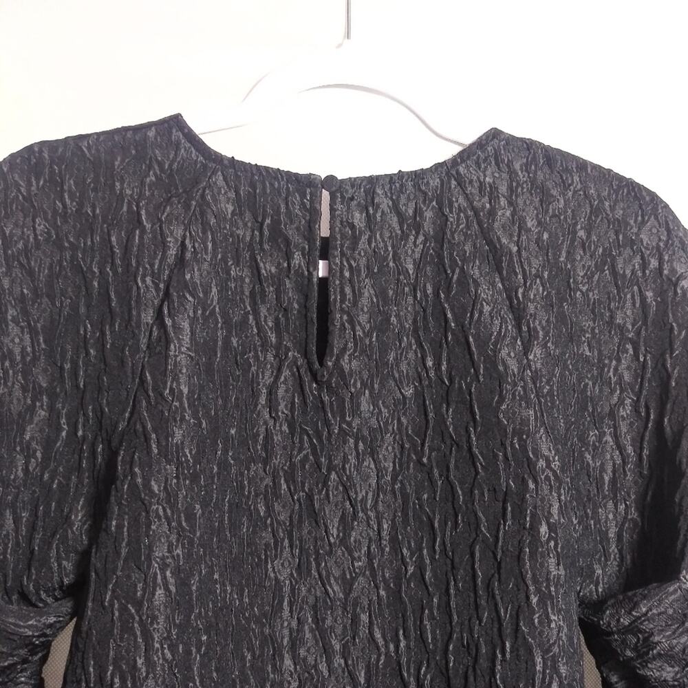Express Black Textured Jacquard Puff Sleeve Top Dressy Size XS - Picture 10 of 10